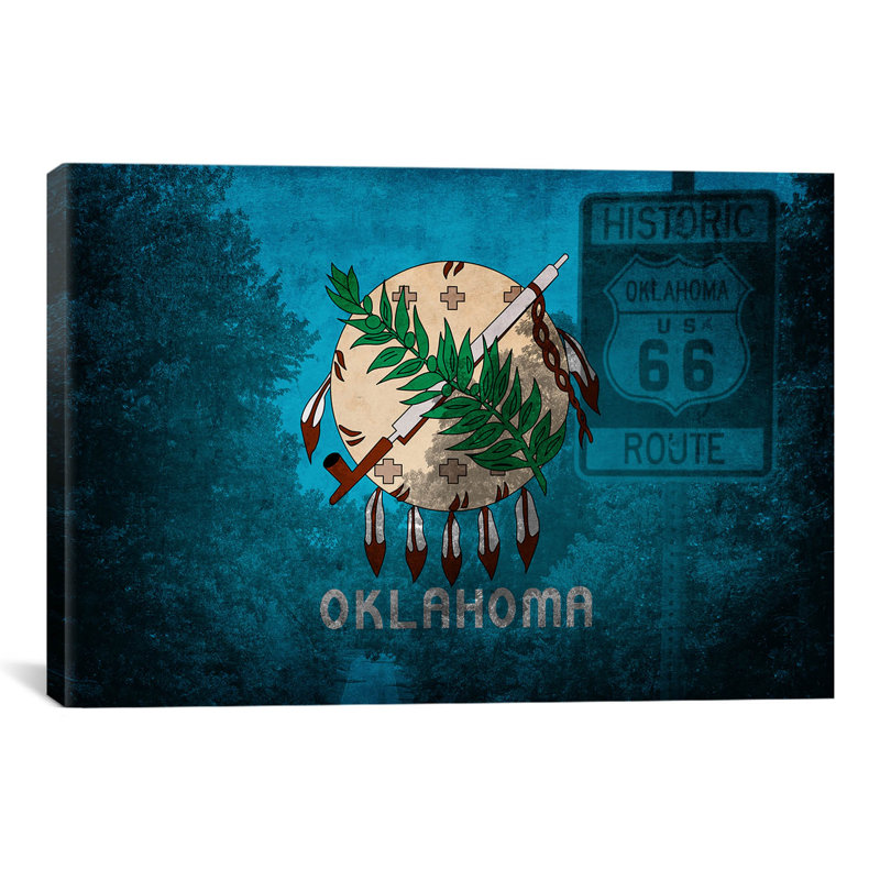« flags oklahoma route 66 », impression sur toile, H 18 po x l 26 po x P 1,5 po