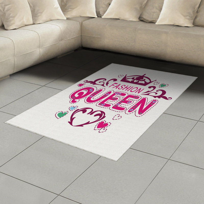 Flatweave Pink Area Rug, Rectangle 4' x 5'8"