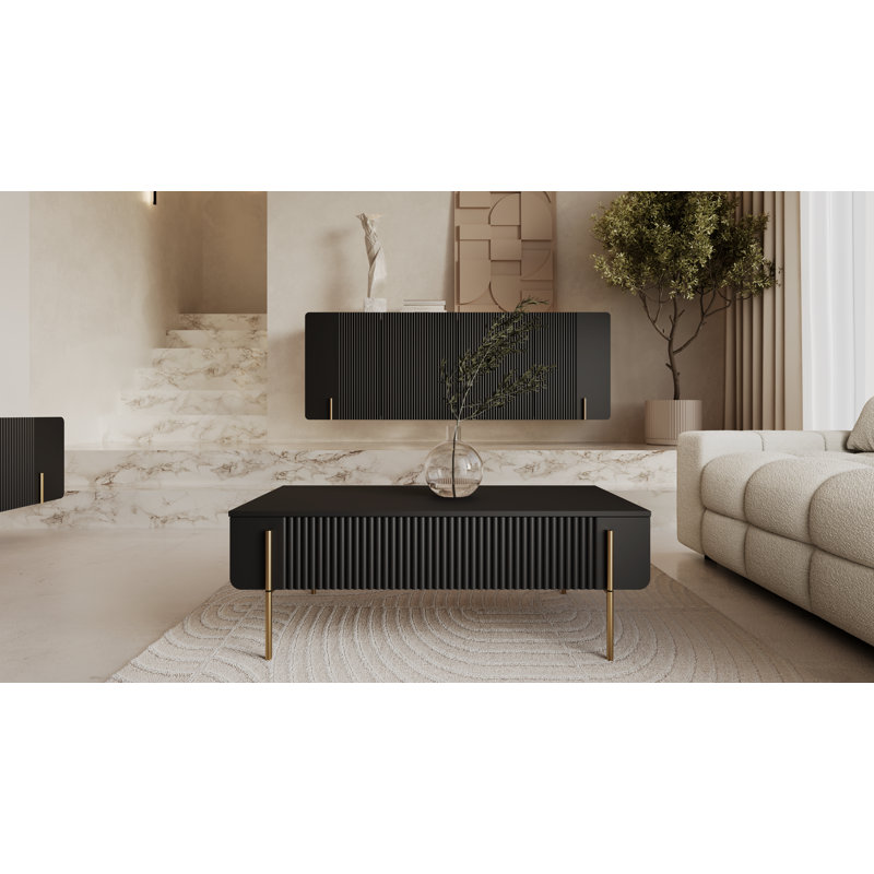 Otterburn Coffee Table with Storage, Black, Black/Gold