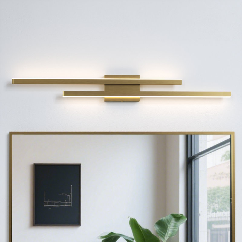 2-Light 36''W Dimmable LED Gold Wrought Iron 3000K/4000K/5000K 3CCT Adjustable Vanity Light, Polished Brass