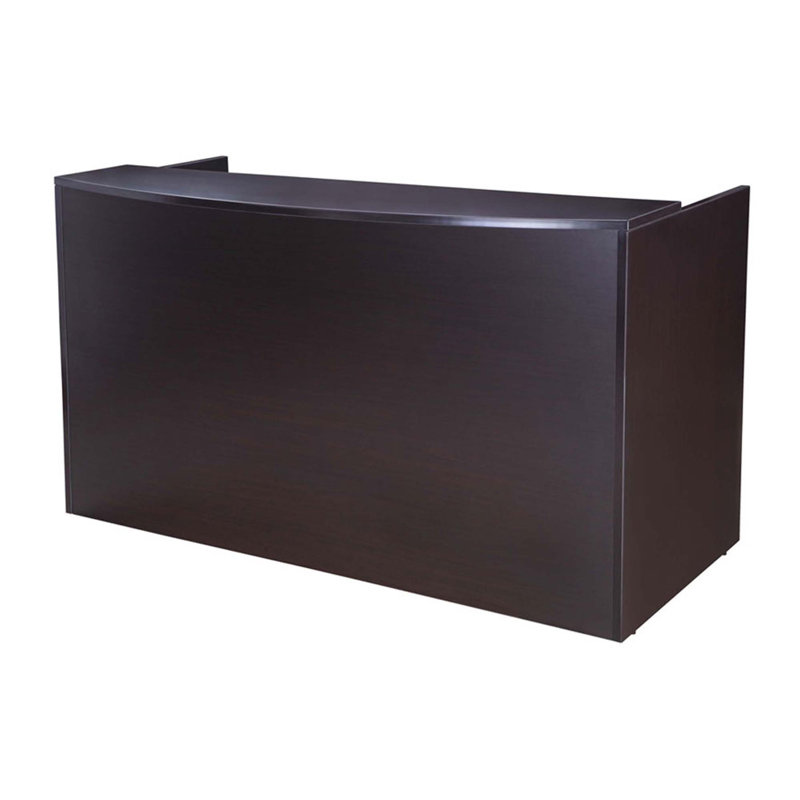 Bureau de réception Jery, 71 pouces, panneau de modestie, mélamine brun moka, H 42 po x l 71 po x P 30 po, Brun moka