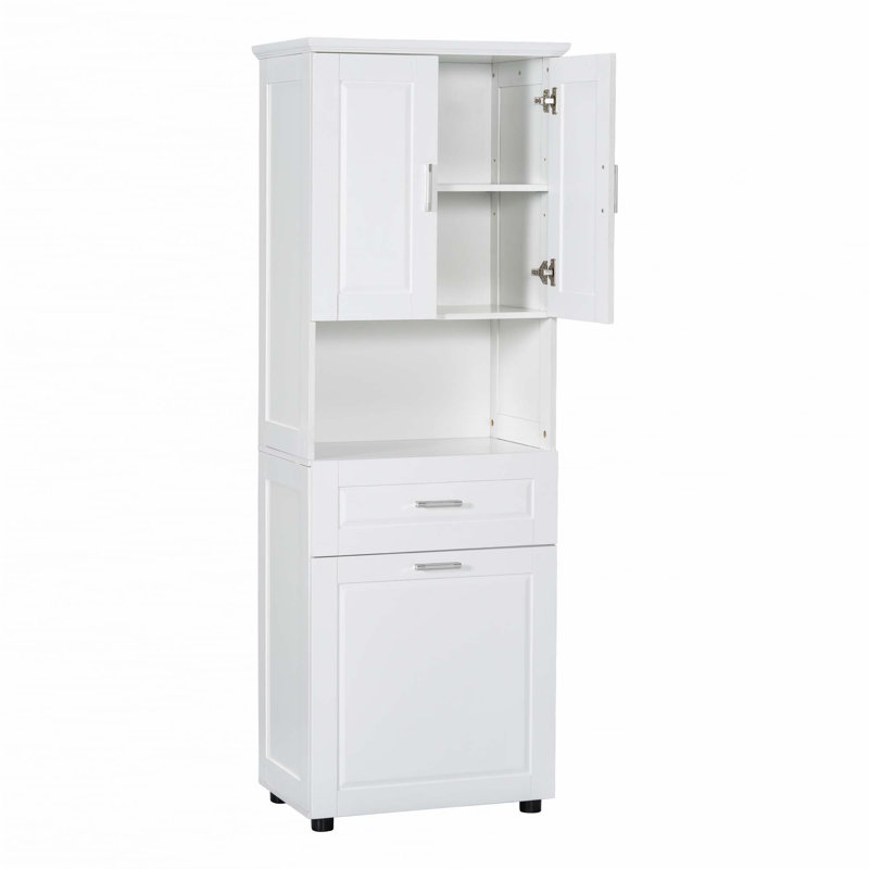 Grande armoire de salle de bain avec panier à linge, Blanc