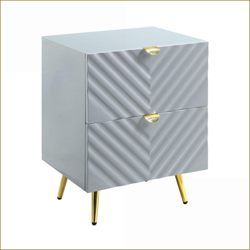 Table de chevet 2 tiroirs Gaines Grey
