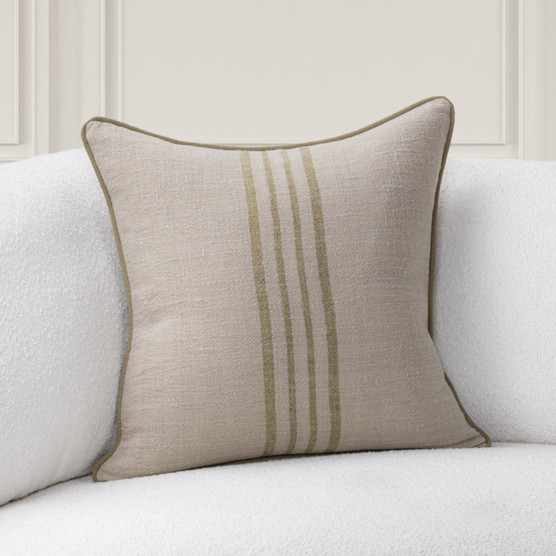 Newport  Linen Fabric Throw Pillow, Olive Green, Square 22"