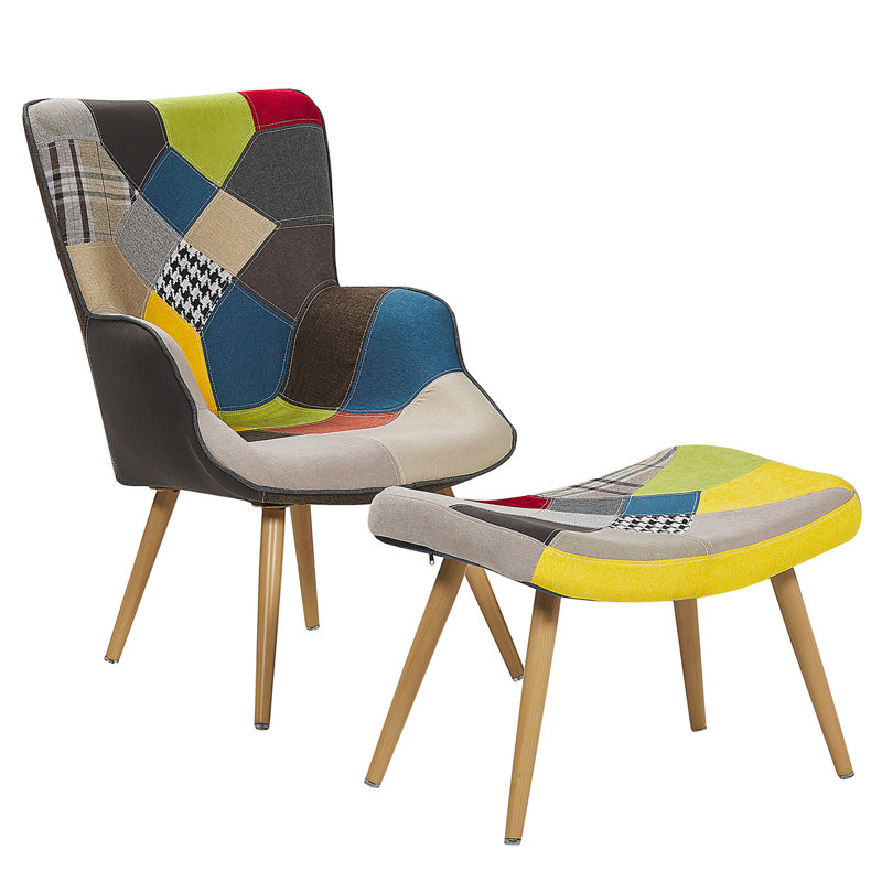 Burgos Upholstered Wingback Chair with Footstool