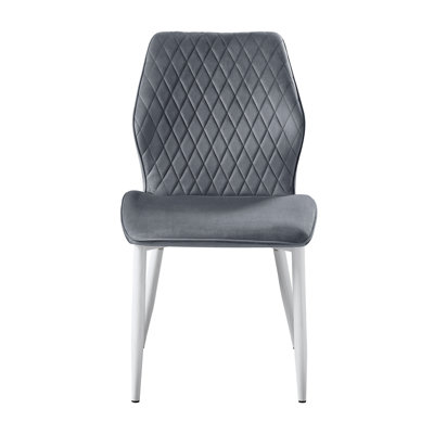 Ensemble de 2 chaises de salle à manger modernes en velours avec pieds en métal blanc pour des espaces de salle à manger élégants