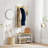 Luxury Metal And Wood Integrated Coat Rack, Including Shoe Bench And Shoe Cabinet, Three Storage Shelves With Nine Detachable Hooks, Available In Two Colors.-2080780711