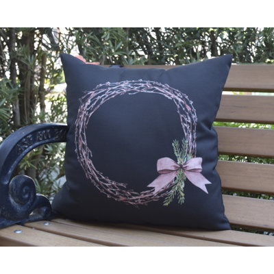 Housse et insert de coussin d'extérieur carré Winter Sprig of Green