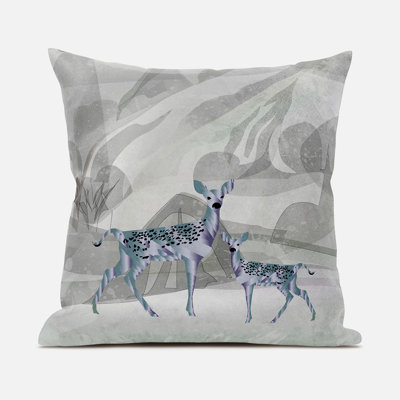 Curious Deer Outdoor Reversible Throw Pillow