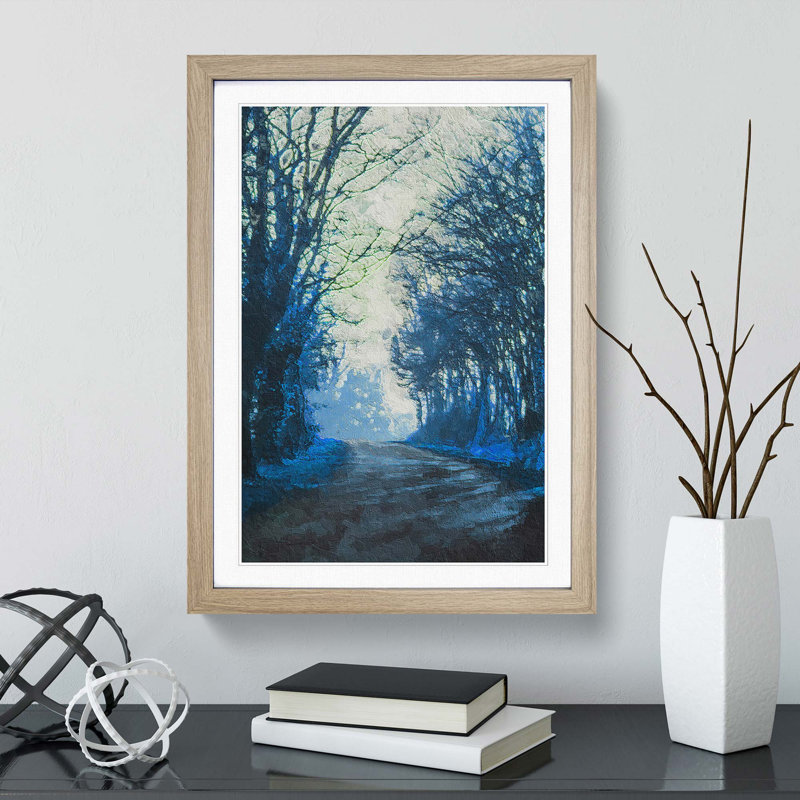 Road Through the Woods in Abstract - Framed Print, 36cm H x 27cm W x 2cm D, Oak Framed