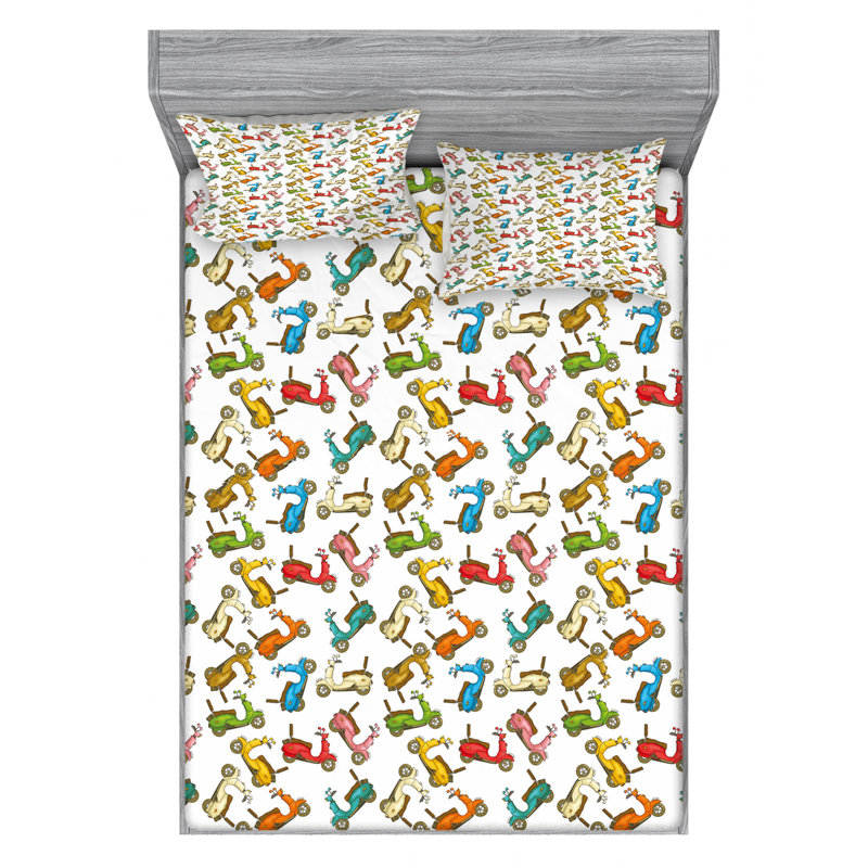 Microfiber Patterned Sheet Set, Full Sheet Set + Fitted Sheet + 2 Pillowcases