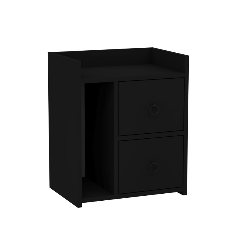 Bethellen 50cm W Particle Board Bedside Table, Black