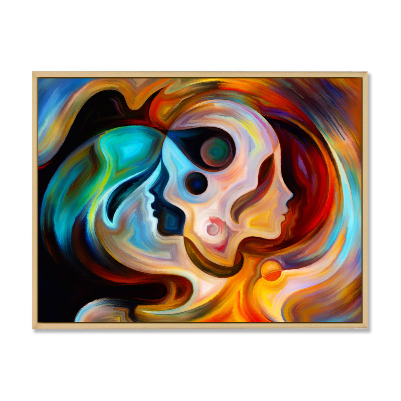 «Blue Orange and Red», reproduction d'art sur toile, H 16 po x l 32 po, Toile avec cadre en érable