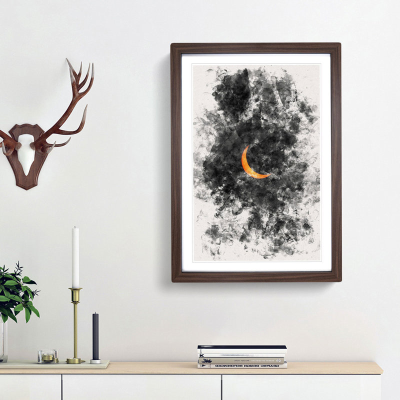 Partial Solar Eclipse - Picture Frame Painting Print, 87cm H x 62cm W x 2cm D, Walnut Framed