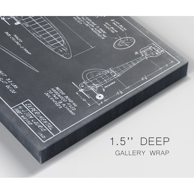 « aeronautic blueprint vi »-reproduction d’art sur toile, H 48 po x l 32 po x P 1 po