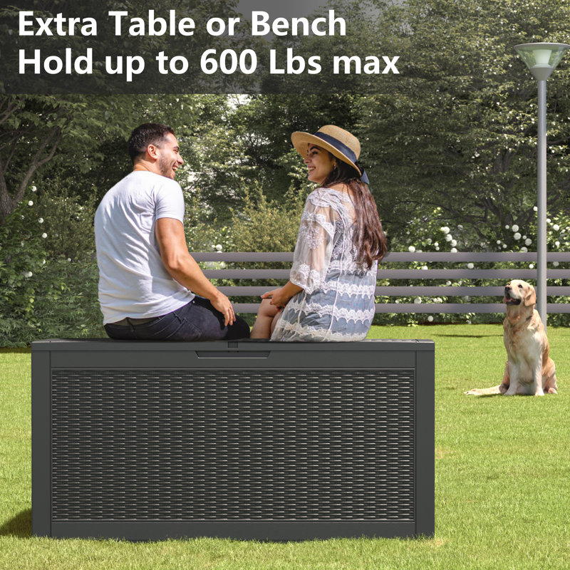 100 Gallon Gray Lockable Plastic Deck Box