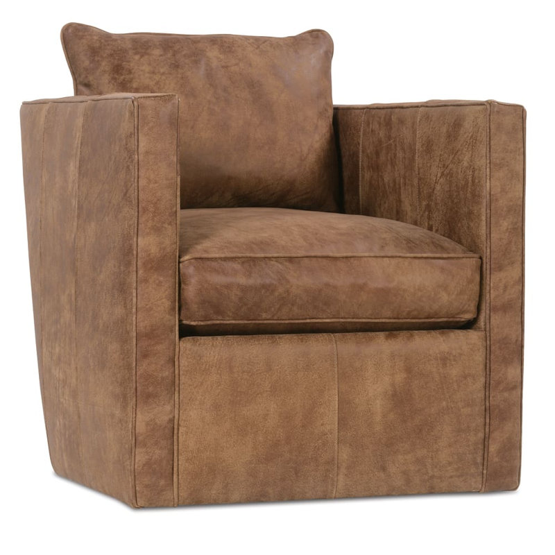 Rothko Genuine Leather Swivel Armchair, Caramel (KL217-46)