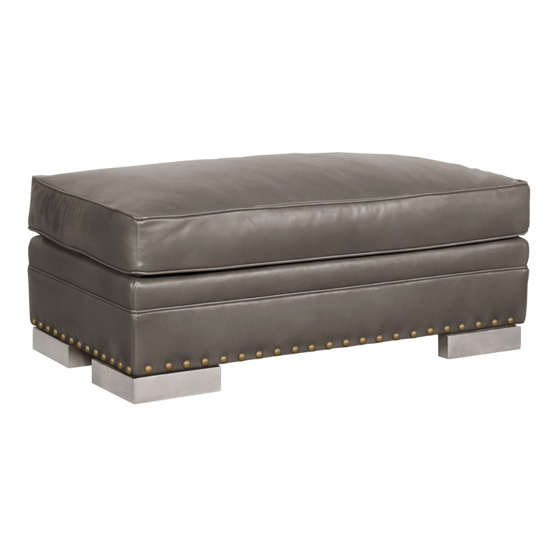 Riverside Ottoman, Dove Gray, Regent Chalk Genuine Leather, Yes