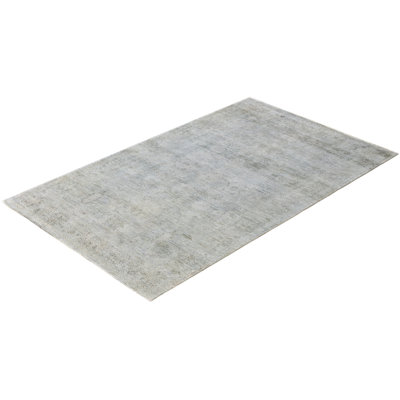 Tapis gris contemporain en laine noué à la main 3 pi 1 po x 4 pi 10 po Dail