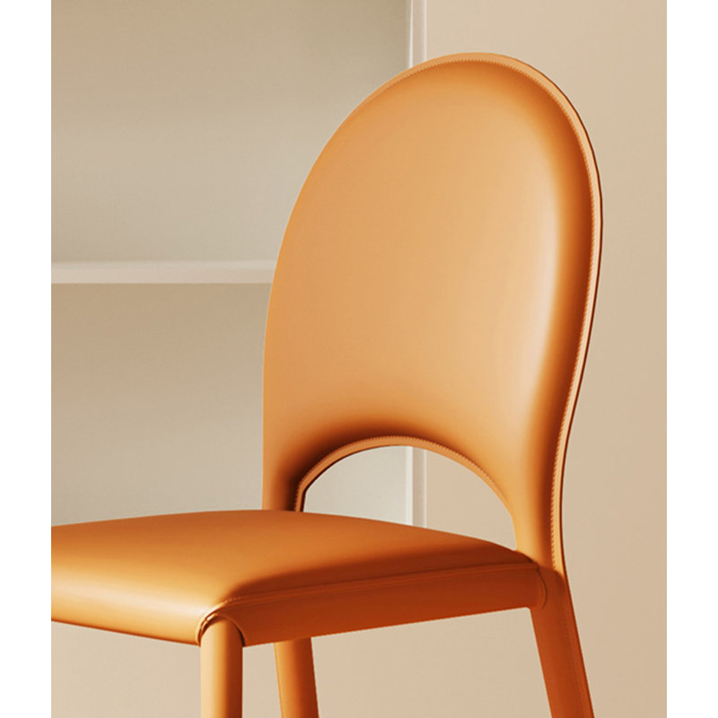 Chaise de salle à manger moderne et simple en cuir, Orange