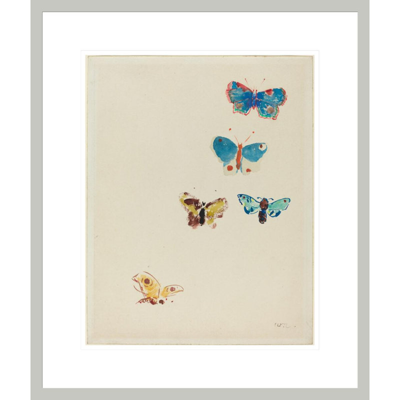 Cinq papillons par Odilon Redon, 20.97" H x 17.75" W