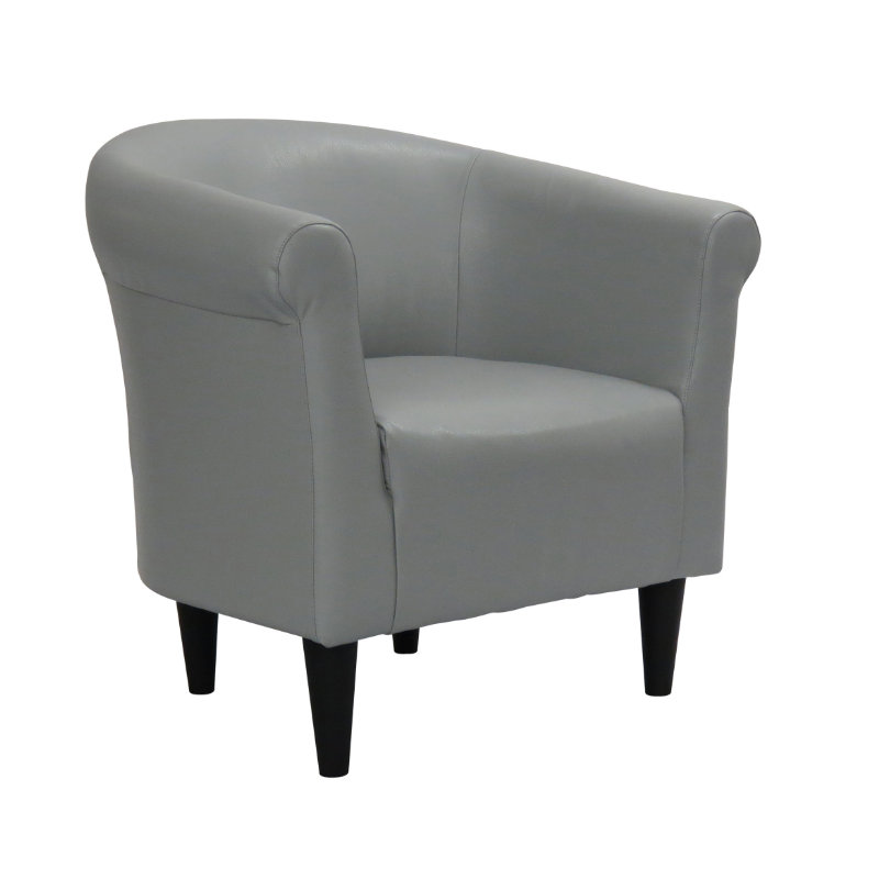 Fauteuil demi-tonneau l 30,5 po Liam, Similicuir gris