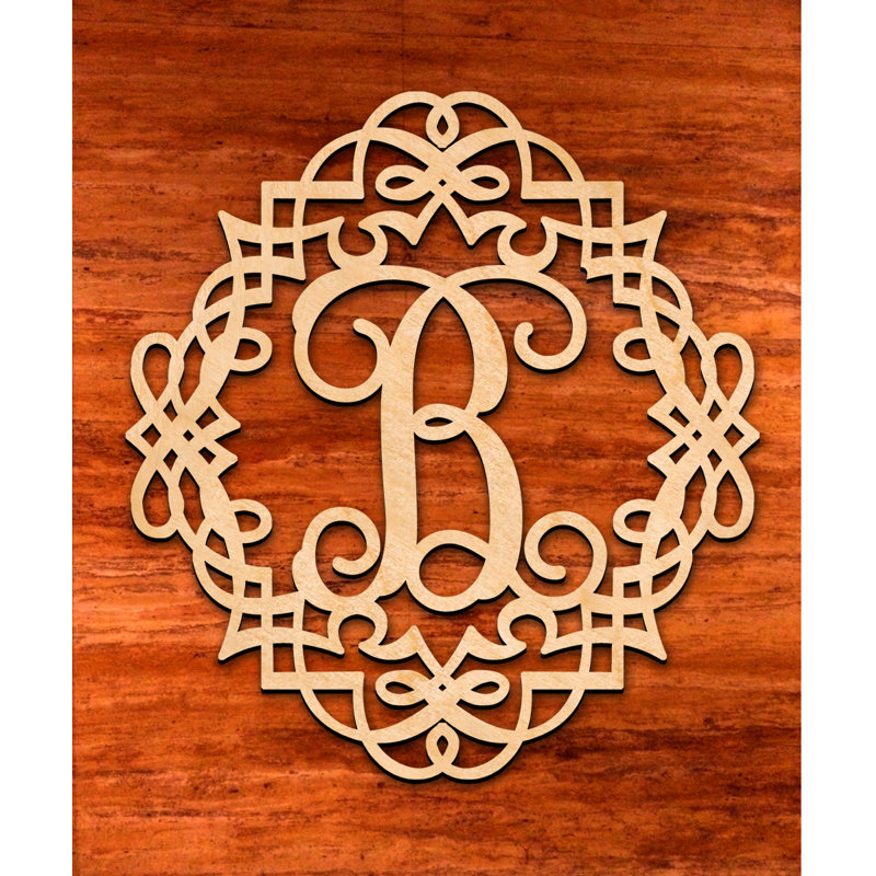 Décoration murale monogramme classique en bois à cadre simple, F