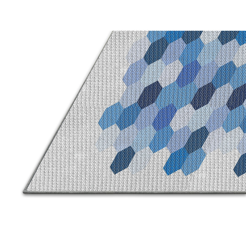 Tapis bleu à motif géométrique Kingstowne, Rectangle 3 pi x 5 pi
