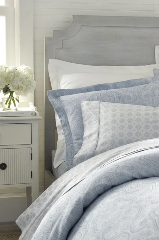 Mckenzie King Bed Pillow Cover Set in Wistful Gray-blue-white