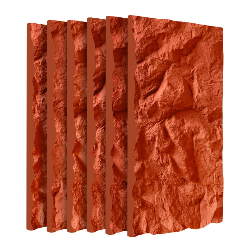 Panneaux muraux 3D en fausse pierre, Rouge pourpre