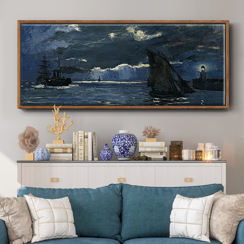 Seascape Night Effect- Framed Canvas