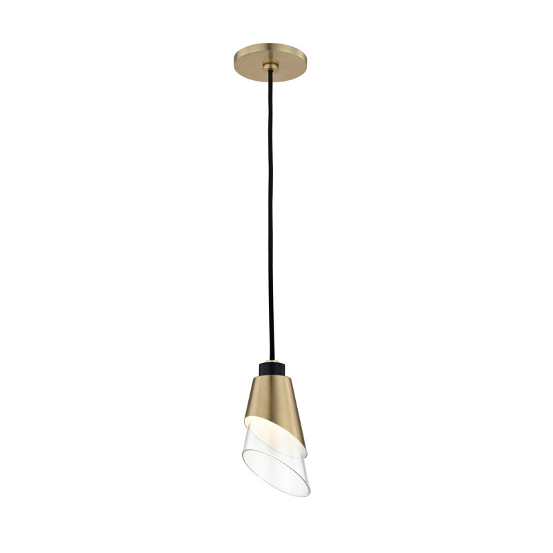 Luminaire suspendu conique à 1 lumière Angie, Laiton vieilli