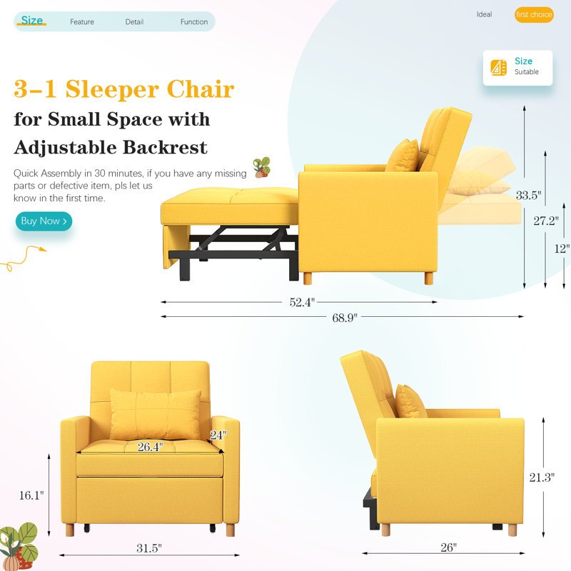 Upholstered Accent Chair, Yellow