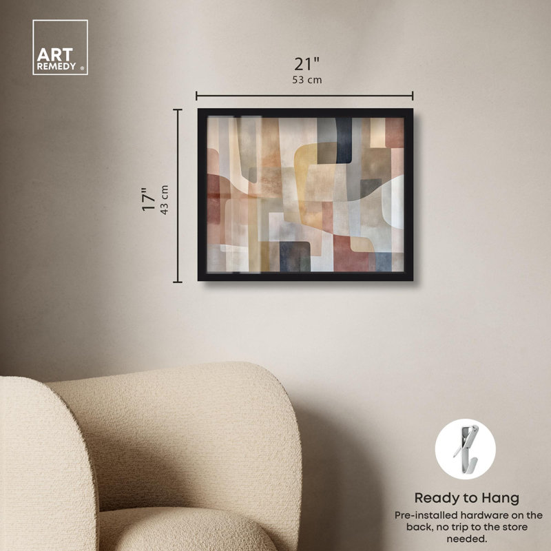 «Liminal Shapes III Shadowbox Print Midcentury» par Art Remedy, H 17 po x l 21 po, Noir