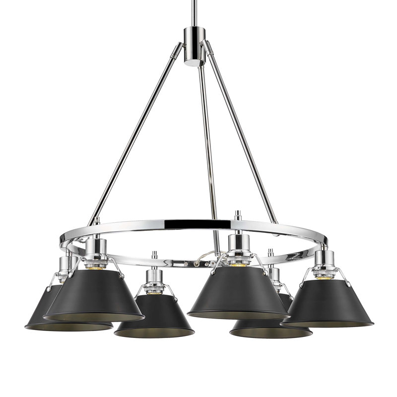 Felda 6 - Light Steel Dimmable Cone Chandelier, Chrome, Matte Black