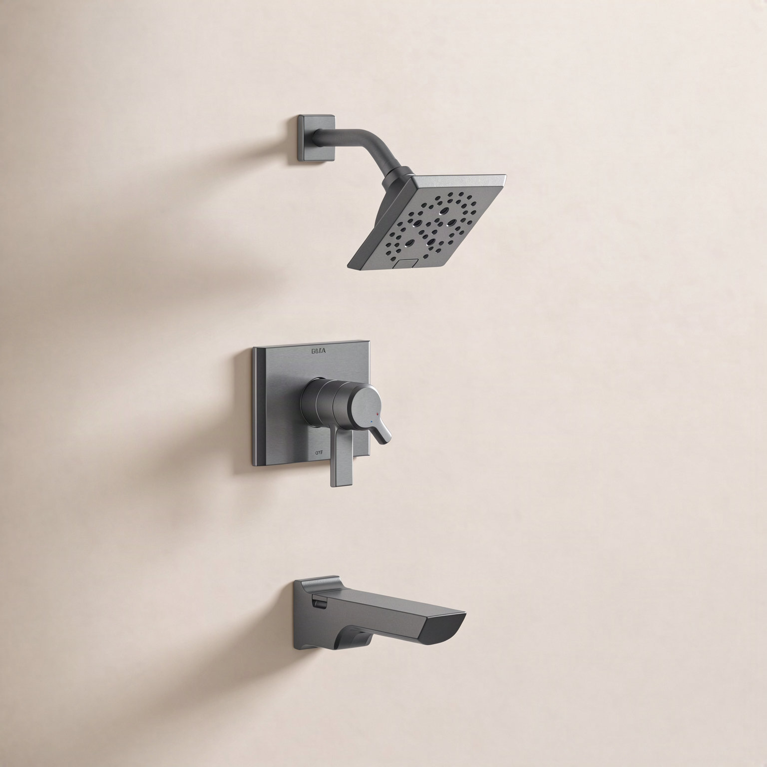 Pivotal® Tub and Shower Faucet with H2Okinetic® Technology, Lumicoat Black Stainless