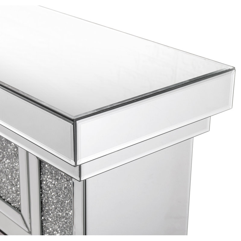 Silver Acrylic Diamond Mirror Electric Fireplace with Mantel