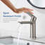 Robinet pour salle de bain à poignée simple Blossom - Nickel brossé, fabrication en laiton massif, fixation à un trou, comprend des conduites d'alimentation en eau-24280242
