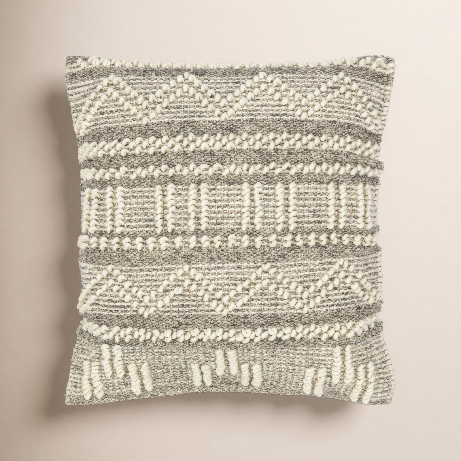 Reni Geometric Wool Throw Pillow, Down, 20"H x 20"W