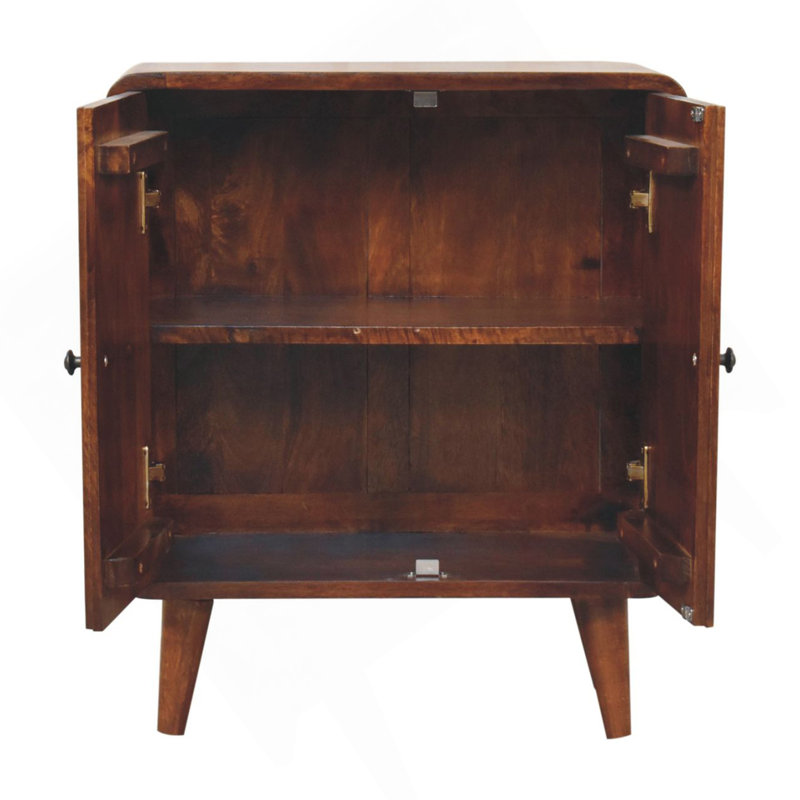 Wood Mini Classic Cabinet, 2-Shelves, Chestnut, Brown