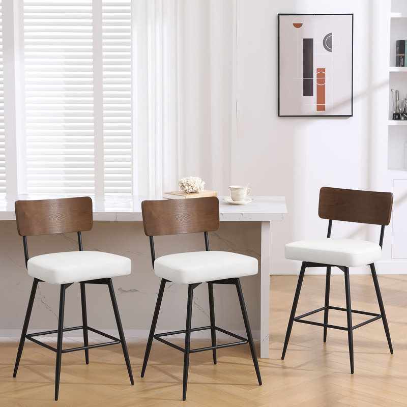 Tabouret de bar et de comptoir pivotant rembourré, Blanc, 2, Tabouret de comptoir (siège d'une hauteur de 26 p