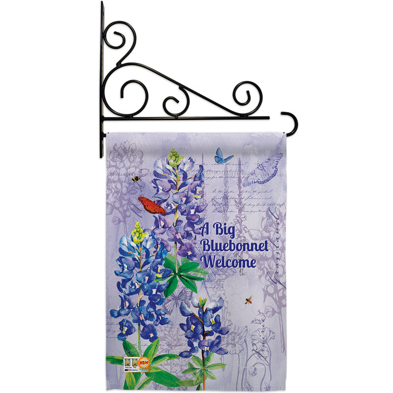 Coussin décoratif en polyester à 2 faces 19 x 13 po Bluebonnet welcome Ensemble de drapeaux