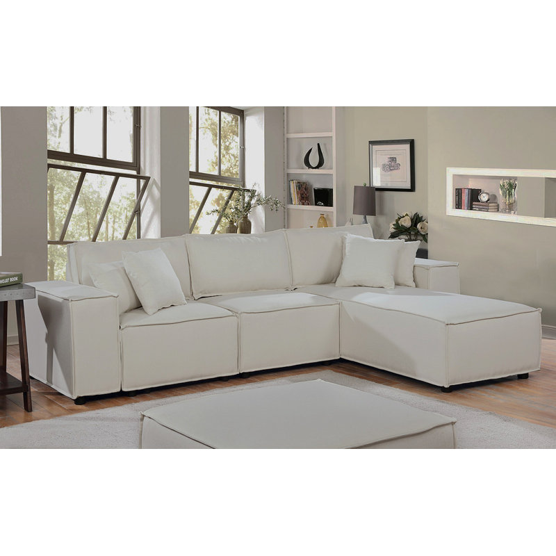Canapé réversible en lin beige Harvey