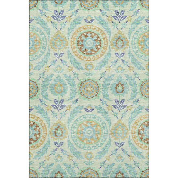 Premium Machine Washable Prisco Mint Rug