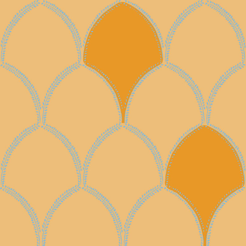Susan Hable Geometric Wallpaper Roll, Orange
