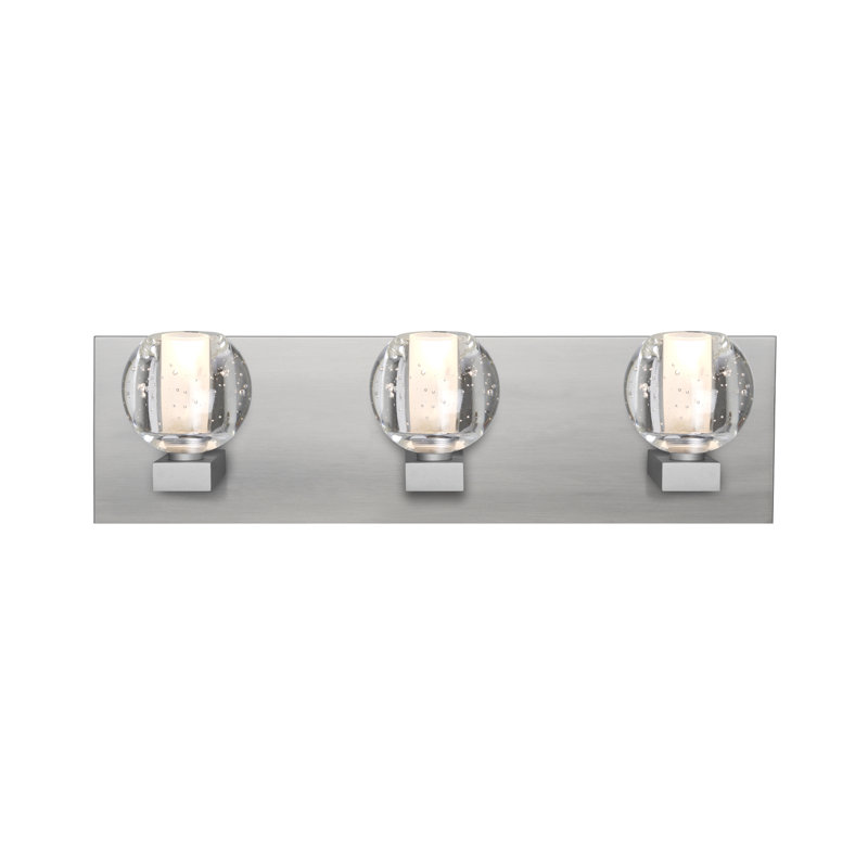 Barre d’éclairage de salle de bain 3 lumières Dayna, Halogène, Bulle, Nickel satiné