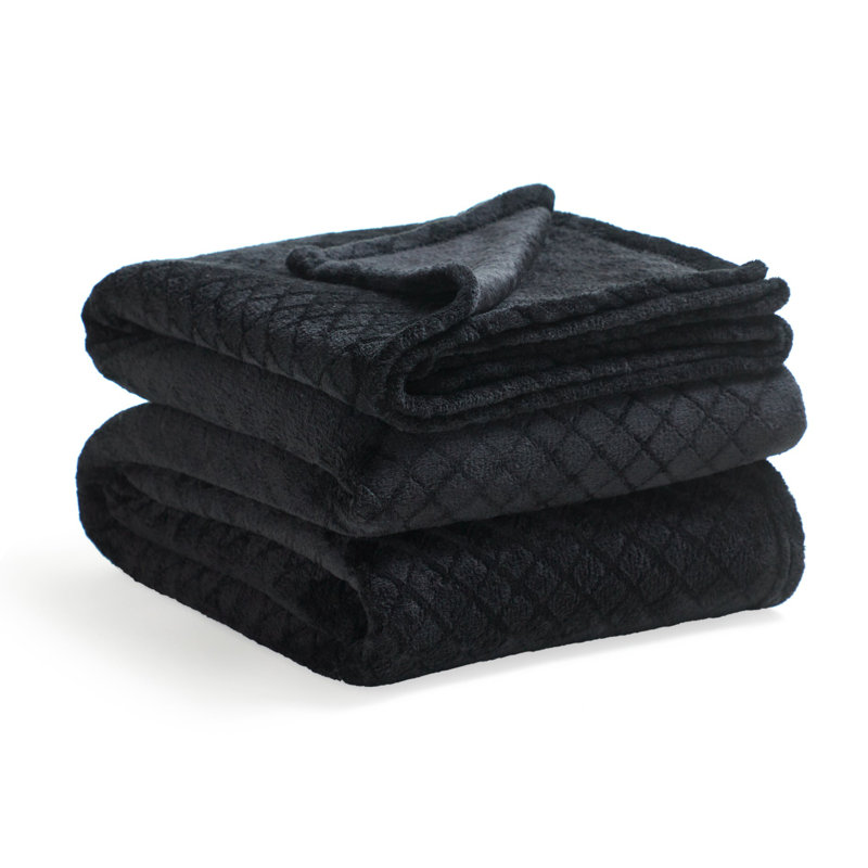 Literie en flanelle Atka Diamond, Très grand simple, Noir