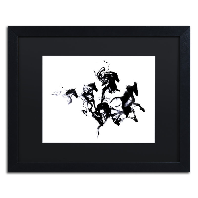 "chevaux noirs" , impression encadrée sur toile noire, Noir, H 16 po x l 20 po x P 0,5 po