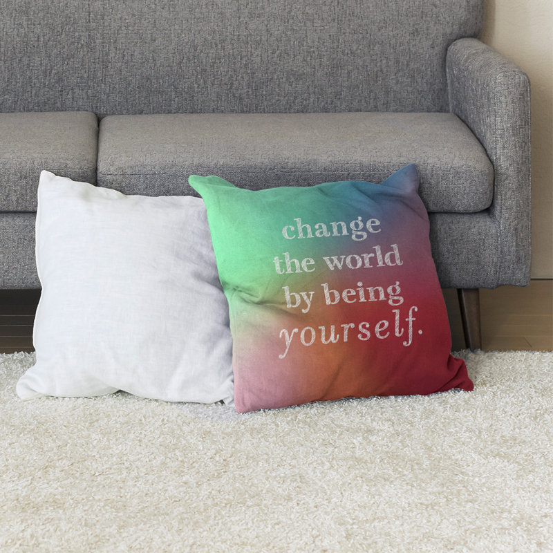 Coussin de plancher change the World, H 36 po x l 36 po, Riche arc-en-ciel