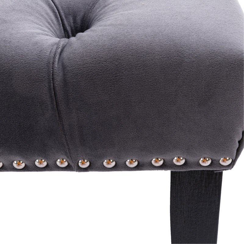Dark Gray Velvet Bench, Footrest Stool, 330 Lbs Weight Capacity, Suitable For Bedroom, Entryway, Hallway Living Room,